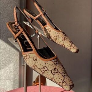 Gucci Beige and Brown Women's Slingback Shoes